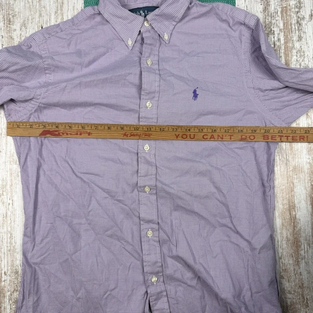 Ralph Lauren Button Down Shirt Sz M Check Long Sleeve Casual  Dad Business‎ - Picture 7 of 8